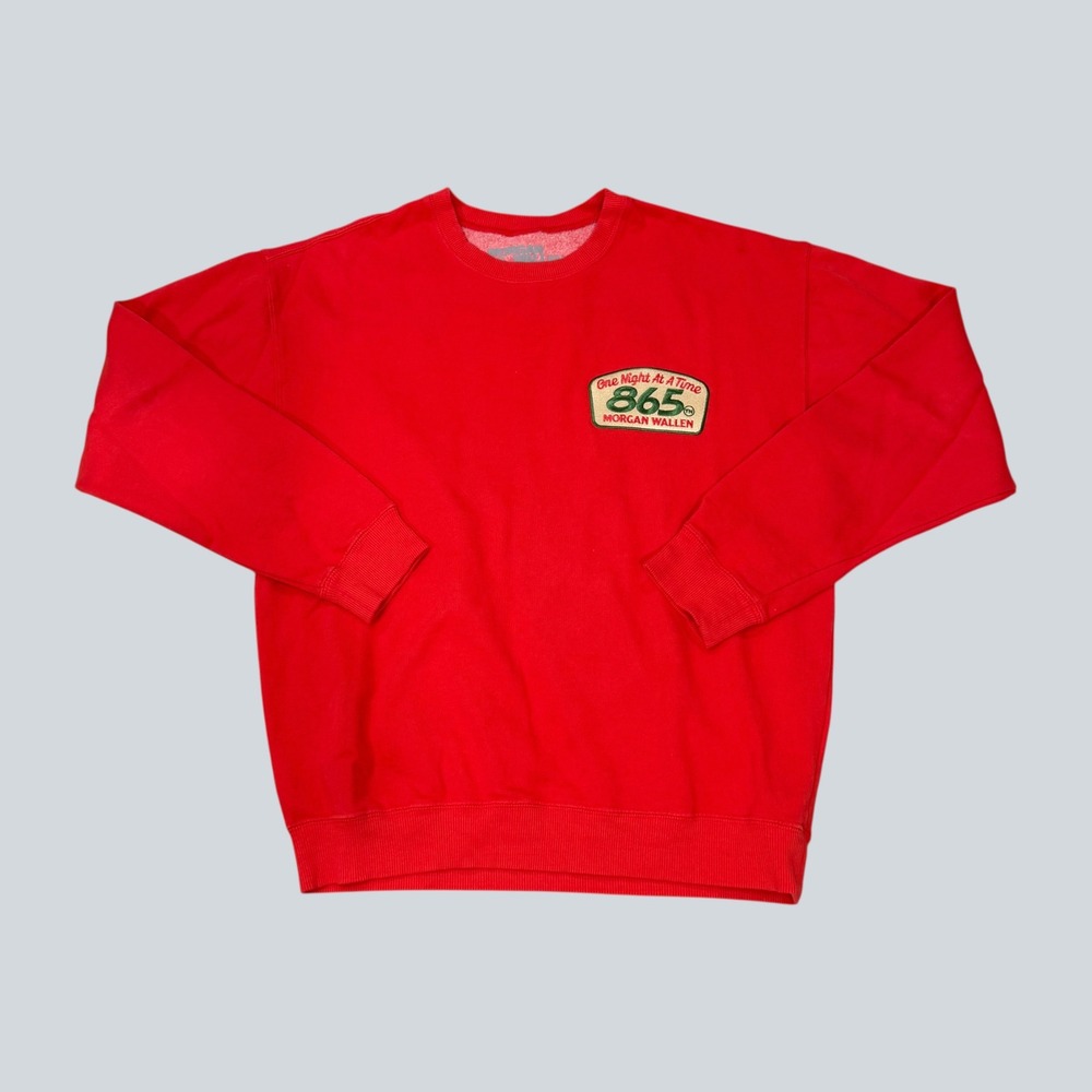 Morgan‎ Wallen Crewneck Sweatshirt Small Red One Night At A Time 865 Tour Merch
